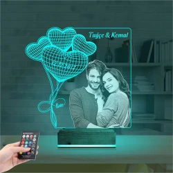 Kalp Sevgiliye Hediye Fotoğraflı 3D Lamba - Masa Gece Lambası Kalp Sevgiliye Hediye Fotoğraflı 3D Lamba - Masa Gece Lambası