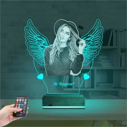 Kalp Melek Sevgiliye Hediye Fotoğraflı 3D Lamba - Masa Gece Lambası Kalp Melek Sevgiliye Hediye Fotoğraflı 3D Lamba - Masa Gece Lambası