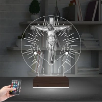 İsa Mesih Haç İşareti Fotoğraflı 3D Lamba - Masa Gece Lambası İsa Mesih Haç İşareti Fotoğraflı 3D Lamba - Masa Gece Lambası