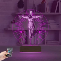 İsa Mesih Haç İşareti Fotoğraflı 3D Lamba - Masa Gece Lambası İsa Mesih Haç İşareti Fotoğraflı 3D Lamba - Masa Gece Lambası