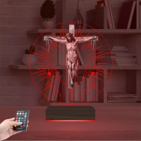 İsa Mesih Haç İşareti Fotoğraflı 3D Lamba - Masa Gece Lambası İsa Mesih Haç İşareti Fotoğraflı 3D Lamba - Masa Gece Lambası