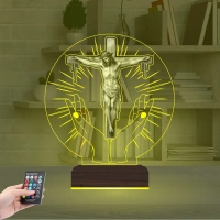 İsa Mesih Haç İşareti Fotoğraflı 3D Lamba - Masa Gece Lambası İsa Mesih Haç İşareti Fotoğraflı 3D Lamba - Masa Gece Lambası