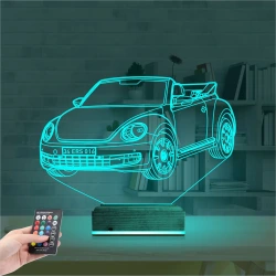 Beetle Vosvos Araba Kişiye Özel 3D Lamba - Masa Gece Lambası