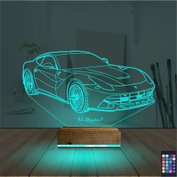 Spor Araba Ferrari Kişiye Özel 3D Lamba - Masa Gece Lambası Spor Araba Ferrari Kişiye Özel 3D Lamba - Masa Gece Lambası