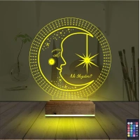 Ay Dede Kişiye Özel 3D Lamba - Masa Gece Lambası