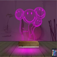 Balon Smile Doğum Günü Kişiye Özel 3D Lamba - Masa Gece Lambası