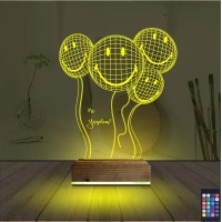Balon Smile Doğum Günü Kişiye Özel 3D Lamba - Masa Gece Lambası
