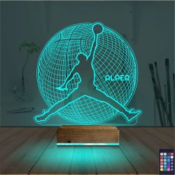 Basketbol Nba Jordan Kişiye Özel 3D Lamba - Masa Gece Lambası