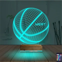 Basketbol Topu Kişiye Özel 3D Lamba - Masa Gece Lambası