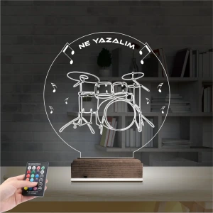 Bateri Baterist Kişiye Özel 3D Lamba - Masa Gece Lambası