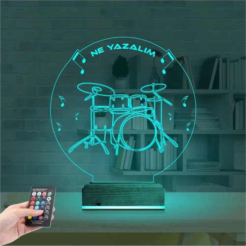 Bateri Baterist Kişiye Özel 3D Lamba - Masa Gece Lambası