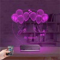 Bebek Doğum Kutlama Balon Kişiye Özel 3D Lamba - Masa Gece Lambası Bebek Doğum Kutlama Balon Kişiye Özel 3D Lamba - Masa Gece Lambası