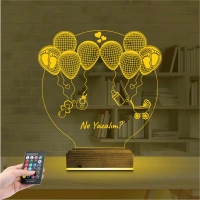 Bebek Doğum Kutlama Balon Kişiye Özel 3D Lamba - Masa Gece Lambası Bebek Doğum Kutlama Balon Kişiye Özel 3D Lamba - Masa Gece Lambası