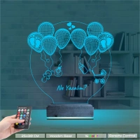 Bebek Doğum Kutlama Balon Kişiye Özel 3D Lamba - Masa Gece Lambası Bebek Doğum Kutlama Balon Kişiye Özel 3D Lamba - Masa Gece Lambası