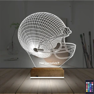 Beyzbol Kask Kişiye Özel 3D Lamba - Masa Gece Lambası