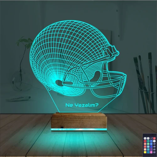 Beyzbol Kask Kişiye Özel 3D Lamba - Masa Gece Lambası
