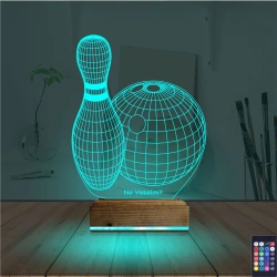 Bowling Topu Kişiye Özel 3D Lamba - Masa Gece Lambası Bowling Topu Kişiye Özel 3D Lamba - Masa Gece Lambası
