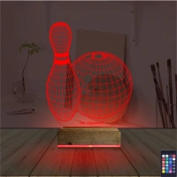 Bowling Topu Kişiye Özel 3D Lamba - Masa Gece Lambası