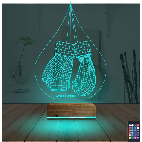 Box Boks Boksör Kişiye Özel 3D Lamba - Masa Gece Lambası
