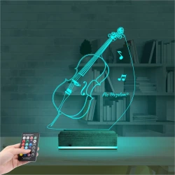 Çello Enstrüman Müzik Kişiye Özel 3D Lamba - Masa Gece Lambası