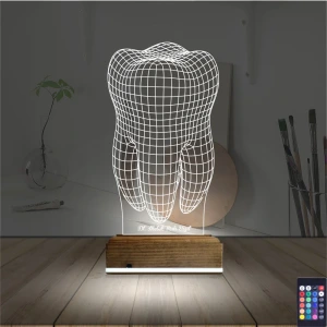 Diş Hekimi Hediye Kişiye Özel 3D Lamba - Masa Gece Lambası
