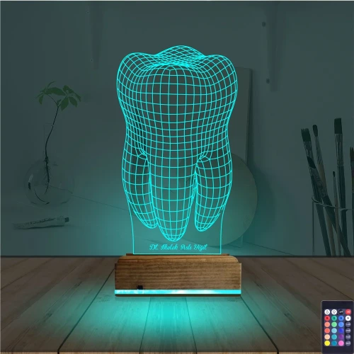 Diş Hekimi Hediye Kişiye Özel 3D Lamba - Masa Gece Lambası