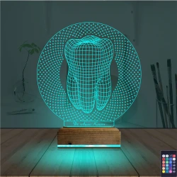 Diş Hekimi Hediye Kişiye Özel 3D Lamba - Masa Gece Lambası