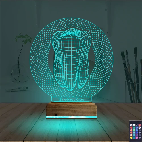 Diş Hekimi Hediye Kişiye Özel 3D Lamba - Masa Gece Lambası