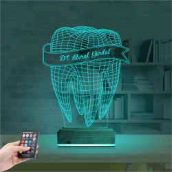 Diş Hekimi Hediye Kişiye Özel 3D Lamba - Masa Gece Lambası