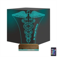 Doktor Tıp Logo Kişiye Özel 3D Lamba - Masa Gece Lambası