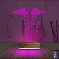 Doktor Tıp Logo Kişiye Özel 3D Lamba - Masa Gece Lambası