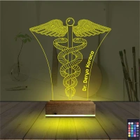 Doktor Tıp Logo Kişiye Özel 3D Lamba - Masa Gece Lambası