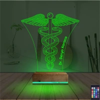 Doktor Tıp Logo Kişiye Özel 3D Lamba - Masa Gece Lambası