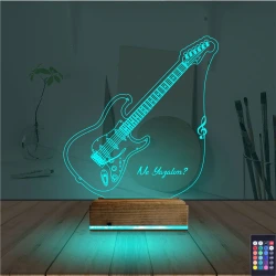 Elektro Gitar Müzik Kişiye Özel 3D Lamba - Masa Gece Lambası Elektro Gitar Müzik Kişiye Özel 3D Lamba - Masa Gece Lambası
