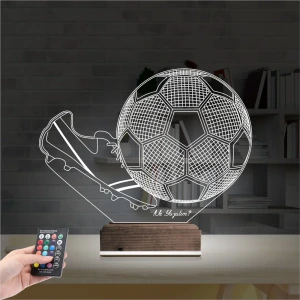 Futbol Topu Krampon Futbolcu Kişiye Özel 3D Lamba - Masa Gece Lambası Futbol Topu Krampon Futbolcu Kişiye Özel 3D Lamba - Masa Gece Lambası