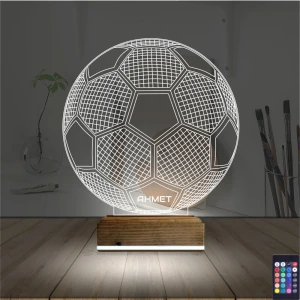Futbol Topu Futbolcu Taraftar Kişiye Özel 3D Lamba - Masa Gece Lambası