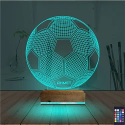 Futbol Topu Futbolcu Taraftar Kişiye Özel 3D Lamba - Masa Gece Lambası