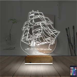 Gemi Kaptan Kişiye Özel 3D Lamba - Masa Gece Lambası Gemi Kaptan Kişiye Özel 3D Lamba - Masa Gece Lambası