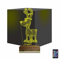 Geyik Yılbaşı Kişiye Özel 3D Lamba - Masa Gece Lambası
