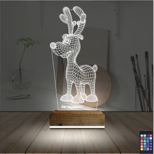 Geyik Yılbaşı Kişiye Özel 3D Lamba - Masa Gece Lambası Geyik Yılbaşı Kişiye Özel 3D Lamba - Masa Gece Lambası