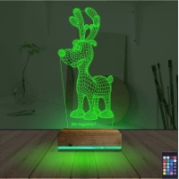 Geyik Yılbaşı Kişiye Özel 3D Lamba - Masa Gece Lambası