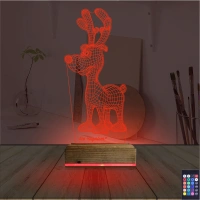 Geyik Yılbaşı Kişiye Özel 3D Lamba - Masa Gece Lambası
