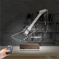 Elektro Gitar Müzik Kişiye Özel 3D Lamba - Masa Gece Lambası