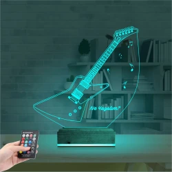 Elektro Gitar Müzik Kişiye Özel 3D Lamba - Masa Gece Lambası Elektro Gitar Müzik Kişiye Özel 3D Lamba - Masa Gece Lambası