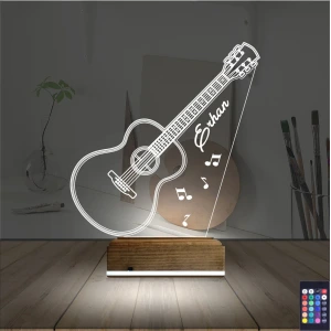 Klasik Gitar Müzik Kişiye Özel 3D Lamba - Masa Gece Lambası Klasik Gitar Müzik Kişiye Özel 3D Lamba - Masa Gece Lambası
