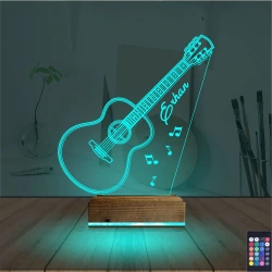 Klasik Gitar Müzik Kişiye Özel 3D Lamba - Masa Gece Lambası
