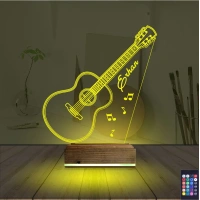 Klasik Gitar Müzik Kişiye Özel 3D Lamba - Masa Gece Lambası Klasik Gitar Müzik Kişiye Özel 3D Lamba - Masa Gece Lambası