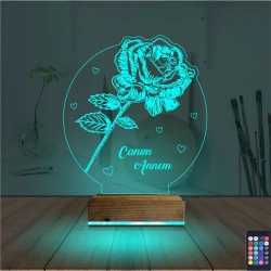Gül Canım Annem Kişiye Özel 3D Lamba - Masa Gece Lambası