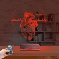 Kalp Doktoru Cerrah Kişiye Özel 3D Lamba - Masa Gece Lambası