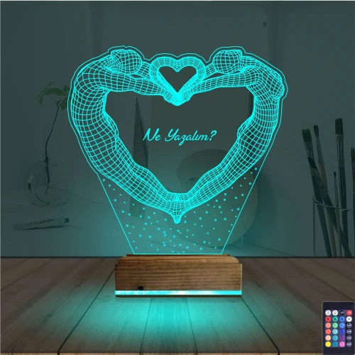 Kalp Sevgiliye Hediye Kişiye Özel 3D Lamba - Masa Gece Lambası